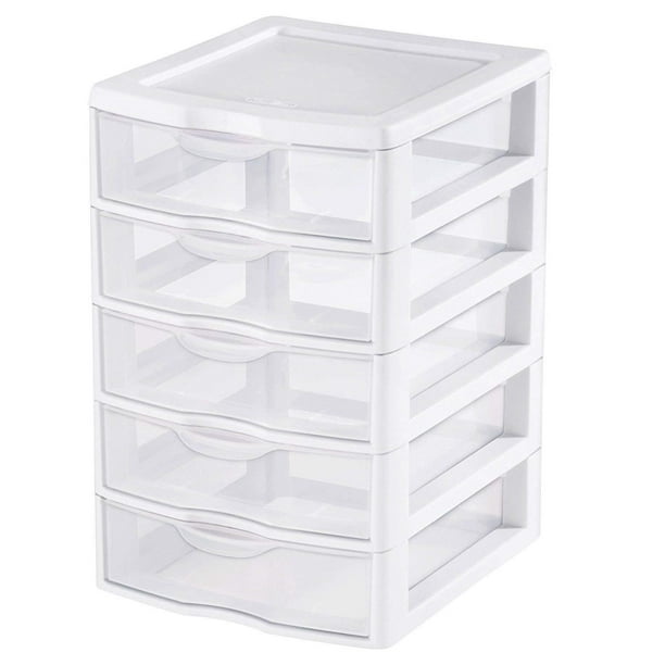 5 Drawer Tower Plastic Organizer Storage Office Cabinet Box
