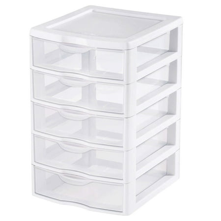 5 Drawer Tower Plastic Organizer Storage Office Cabinet Box Furniture (Best Deals On Plastic Storage Boxes)