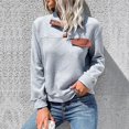 thumbnail image 5 of Baqcunre Hoodies For Women Autumn And Winter Long Sleeved Vintage Patchwork Stand Collar Pullover Cotton Hoodie Crewneck Sweatshirts Womens Fall Tops Grey S, 5 of 7