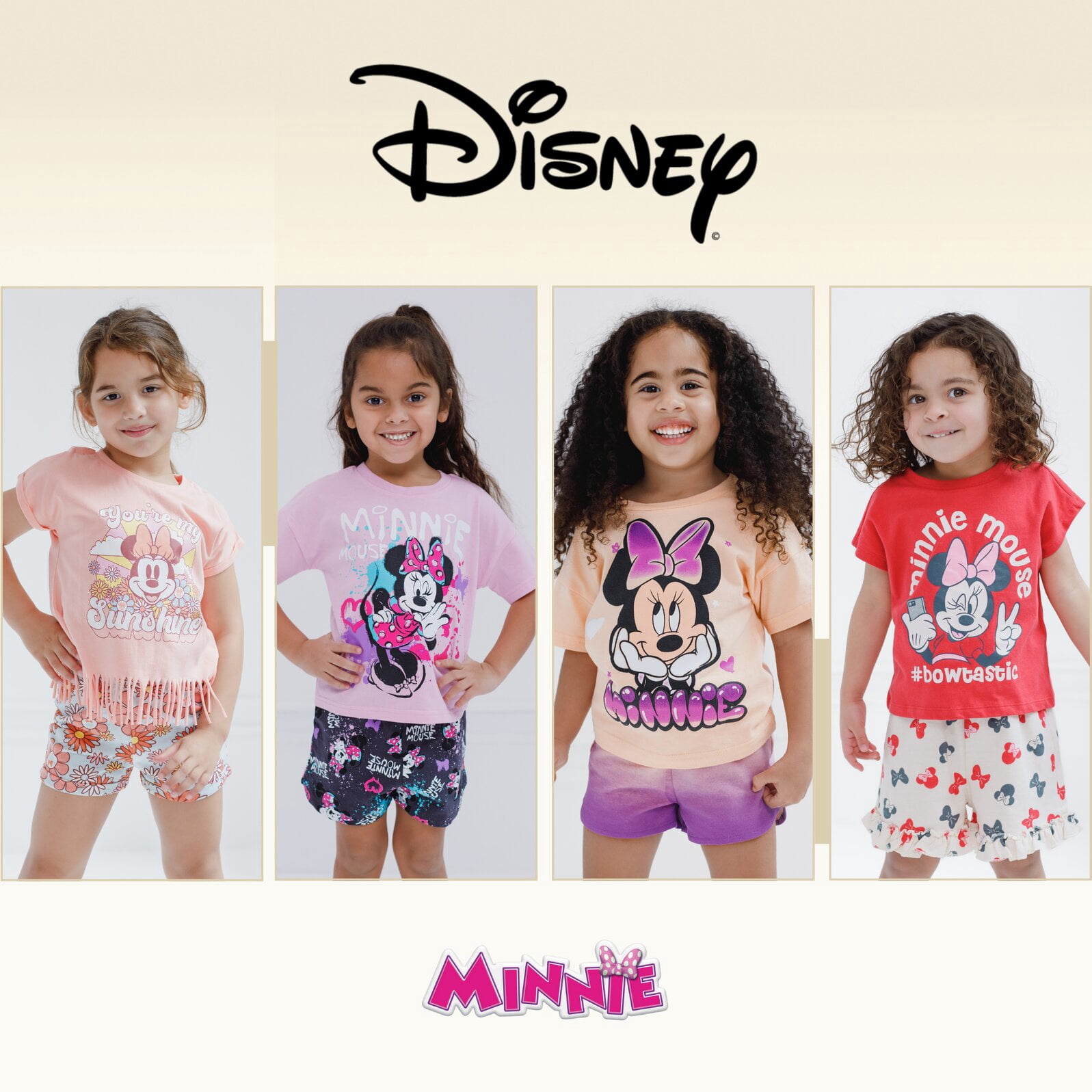 Disney Minnie Mouse Big Girls' 2-Piece T-Shirt and Shorts Set Minnie Dark Pink