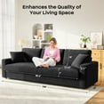 thumbnail image 2 of 100" Sofa Couch for Living Room,24" Extra Deep Seat Corduroy Sofa,Wide Arm,Comfy Upholstered Oversized Loveseat,2 Pillows,Black, 2 of 7