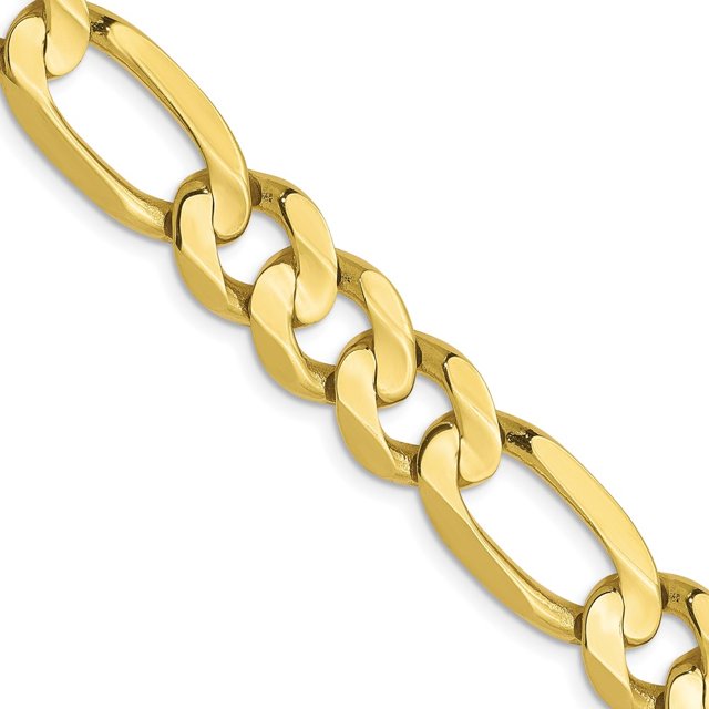 Diamond2Deal 10K Yellow Gold 8.75 mm Concave Figaro Chain Necklace for Mens 24"