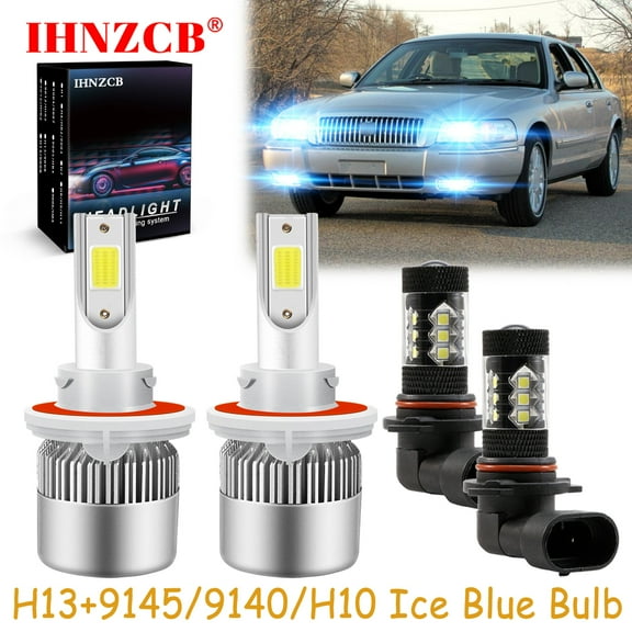 IHNZCB for Mercury Grand Marquis 2006-2011 Led Headlight Bulbs High Low Beam Fog Light,Ice Blue,H13 9145 9140,Y14