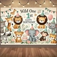 thumbnail image 4 of Wild One Birthday Backdrop Safari Happy 1st Birthday Photography Background Pink Floral Animals Newborn Shower Birthday Party Decorations Banner Supplies Photo Booth Props, 4 of 7