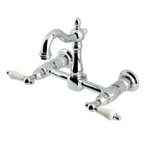 Kingston Brass KS2441PL Heritage Double-Handle Wall-Mount Bridge Kitchen Faucet, Polished Chrome