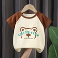 thumbnail image 2 of TOWED22 Boy's Graphic Tops Short Sleeve Crew Neck Print T-Shirts Casual Tees for Summer Play(Coffee,3-4 Y), 2 of 8