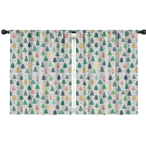 Blackout Kids Curtains,Gray Christmas Tree Pattern Childrens Insulated Curtains Set Of 2,Bedroom Essentials,Toddler Room Decor 42"x54"
