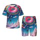 thumbnail image 1 of Balery Colorful Donut Conjunto de Pijama Infantil de Manga Corta con Estampado – Ropa de Dormir de Algodón Suave-Large, 1 of 6