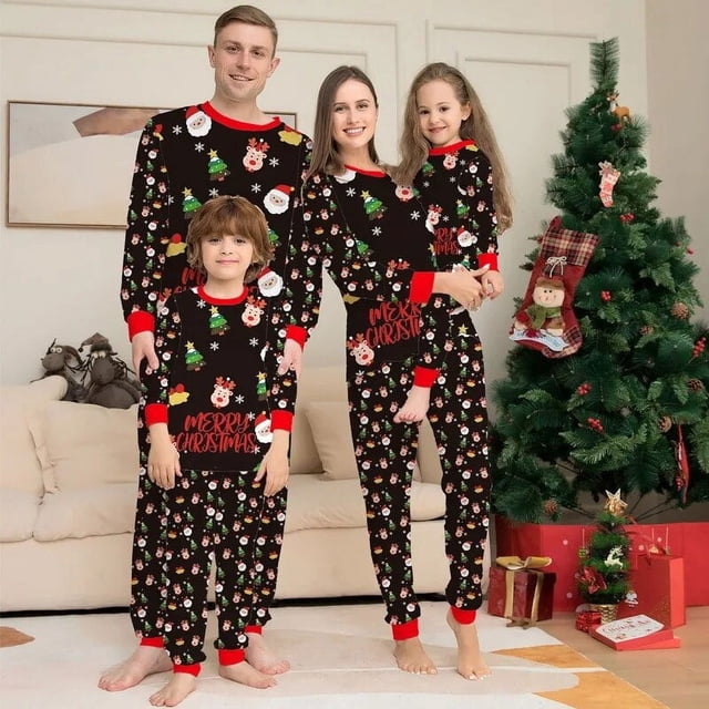 Pijamas familiares de Navidad, trajes a juego con estampado familiar, camisetas para papá, mamá, niños, peleles de bebé, pijamas a juego, ropa de Navidad, regalo