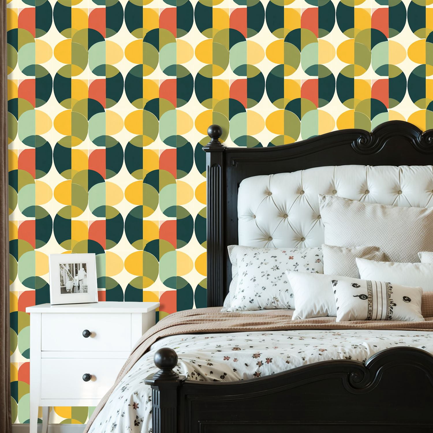Peel and Stick Wallpaper 23.6in x 9.8ft 60 s 70 s retro seamless vintage style mid century modern Contact Paper Vinyl Waterproof Self Adhesive Wall Paper for Bedroom Shelf Cabinet Renter Friendly