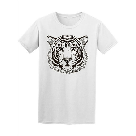 Black & White Tiger Face Sketch Tee Men's -Image by Shutterstock