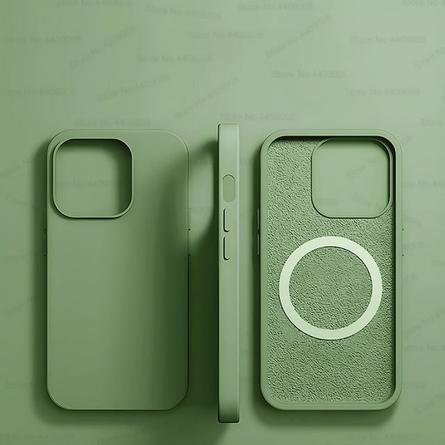 For Magsafe Wireless Charging Cases For iPhone 15 11 14 13 12 Pro Max Plus Liquid Silicone Magnetic Soft Cover Phone Accessories Matcha Green For iPhone 11ProMax