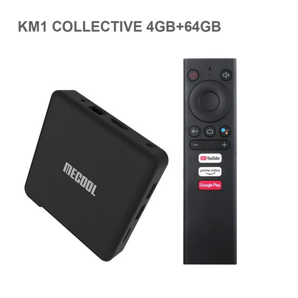 MECOOL KM1 Collectif 4gb + 64gb S905X3 Quad-core Chipset CPU Cortex-A55 Android 9.0 TV Ensemble 4K HDR 2.4/5G 2T2R WiFi Support TF Carte Compatible avec Assistant