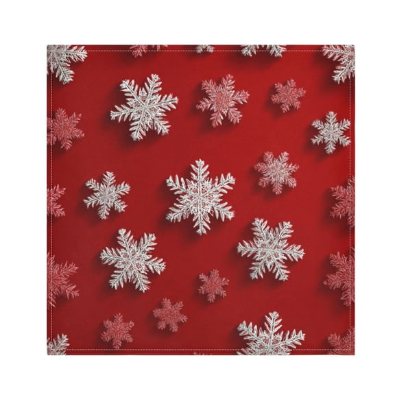 1 Pack 20'' x20" Satin Table Napkins Dinner Napkins for wedding Party Decoration events Red and White Snowflakes