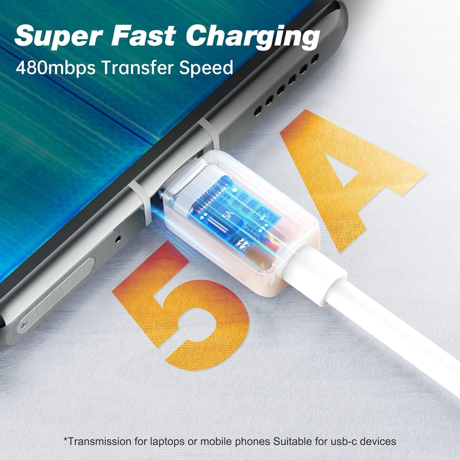 Usb Type C Cable 5A, 5.9ft Usb To Usb C Fast Charging Cable Usb Type C Data Cable Compatible With Samsung Galaxy S21/S10/S9/S8/A51/Ipad Pro 2021/Huawei/Sony