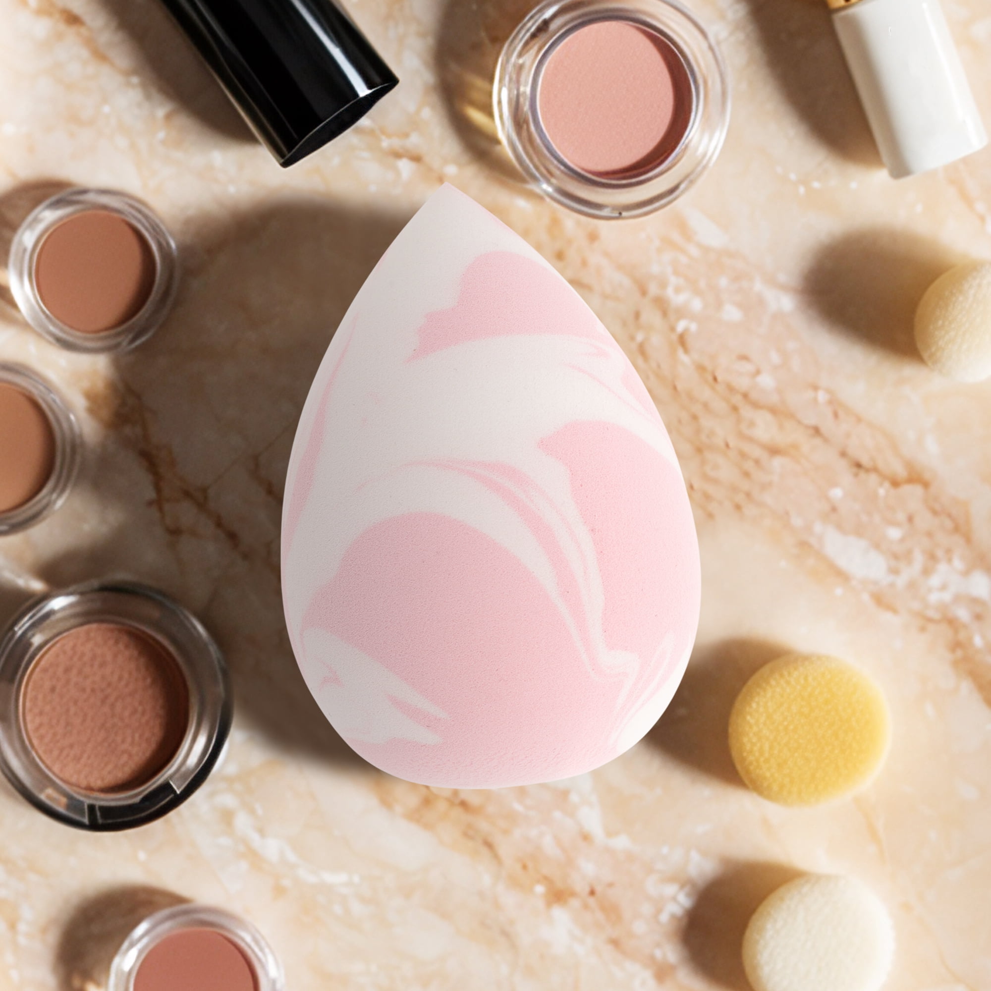 Unique Bargains 1 Set Portable Face Makeup Sponge Kit for Bedrooms Pink, White