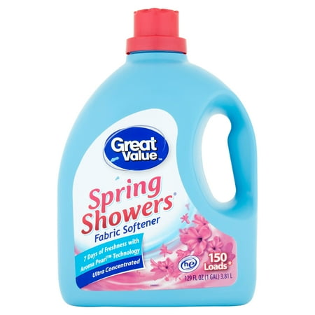 Great Value Spring Showers Fabric Softener, 150 loads, 129 fl oz