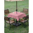 thumbnail image 3 of Outdoor Tablecloth with Umbrella Hole and Zipper, Pink Christmas Square Table Cloth 54x54 Inch Waterproof Tablecloth, Farmhouse Winter Xmas Beige Snowflakes Picnic Table Cover for Patio Camping, 3 of 7