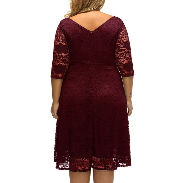 Quarter sleeve lace best sale dress