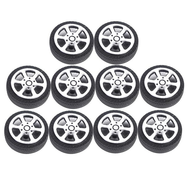 Juguete de simulación de neumáticos para automóviles 10 Piezas Llantas de Goma con 5 de Simulación Accesorios para Fabricación de Juguete de Coche Magideal Juguete de simulación de neumáticos para automóviles