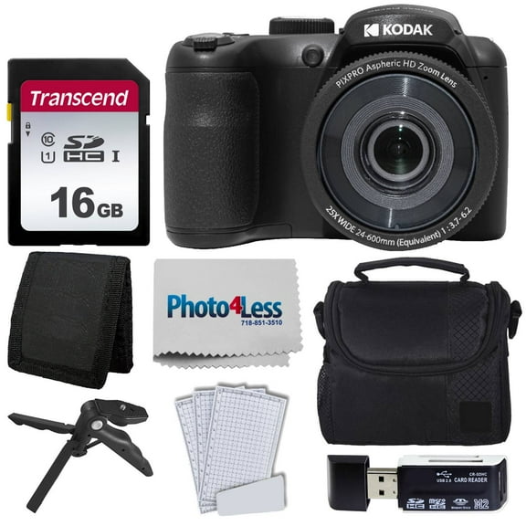 Kodak PIXPRO AZ255 Digital Camera (Black) 16GB Memory Card Accessories