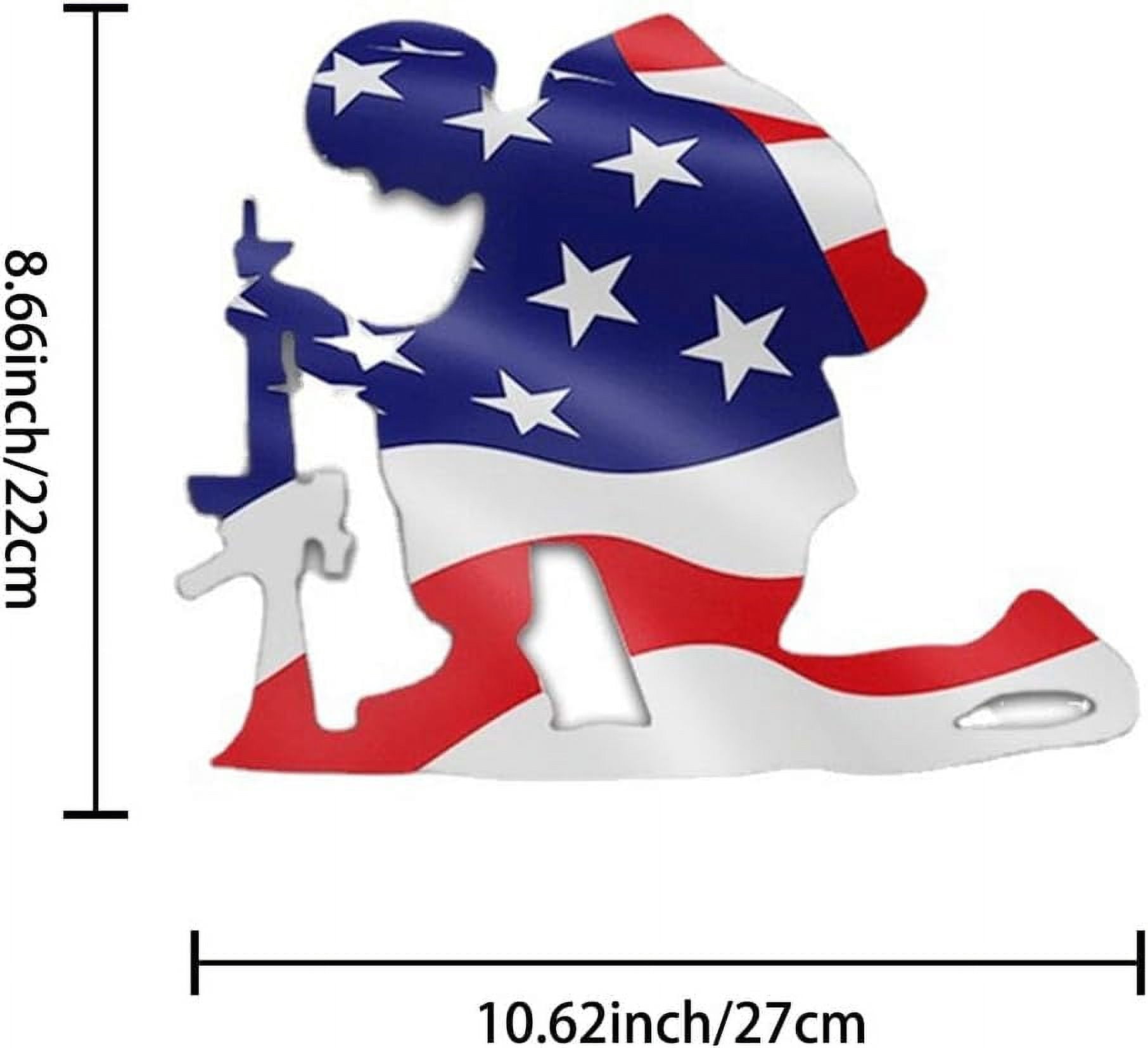 Metal American Flag Kneeling Soldier, Weathered Flag Metal Art Decoration, US Army Kneeling Soldier Garden Flag, Independence Day Decoration Metal Ornament, Vertical Yard Outdoor Decor