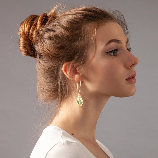 unbranded Aretes Colgantes De Concha Con Acabado Dorado Para Uso Diario Y Fiesta