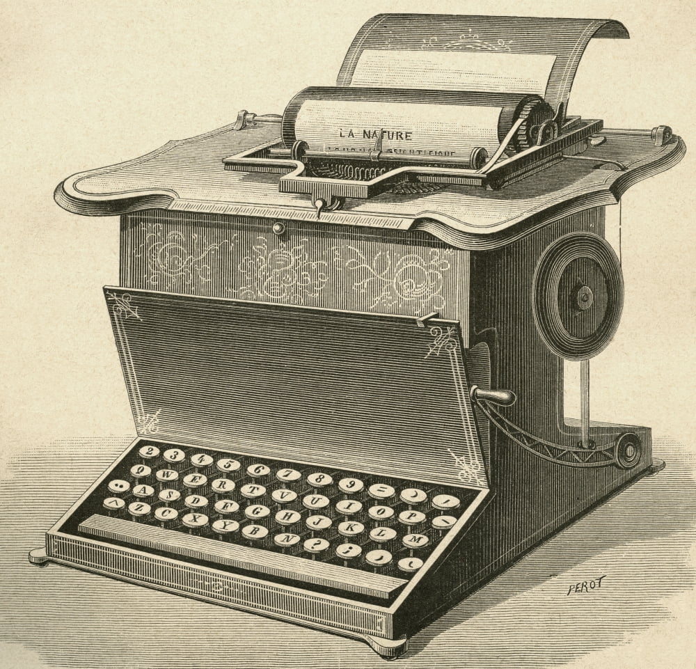 19th Century Typewriter From El Museo Popular Published Madrid 1887 Poster Print 28 X 26