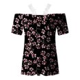 thumbnail image 4 of Ichuanyi Womens Shirts , Women's Casual Off The Shoulder Lace Regular Fit Short Sleeve Tops V-Neck Shirt Tops, 4 of 5
