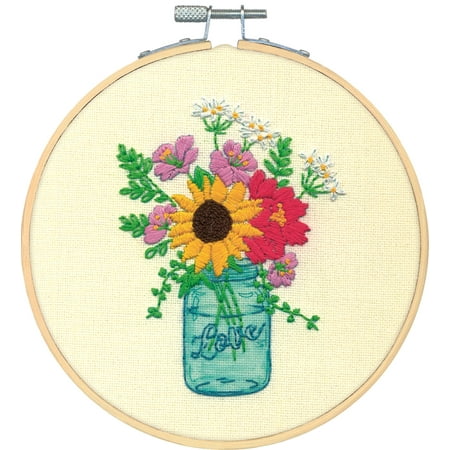 UPC: 0088677762940 | Dimensions® Floral Jar Stamped Embroidery Kit