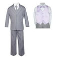 thumbnail image 2 of 7pc Baby Toddler Boy Formal Party Medium Gray Suit w/ Satin Vest & Bow tie Sm-20, 2 of 4