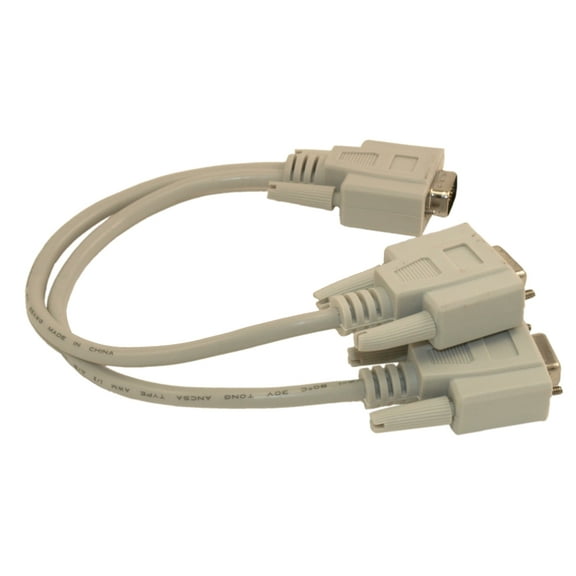 VGA Video Splitter Cable, 8" 15 Pin Male to 15 Pin Female, Beige