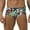 Cartoon Face, variant on Men Print Swim Boxer Briefs Drawstring Waistband Bikini Trunks Soft Swim Briefs Comfortable Tangas Quick-dry Micro Bathing Suit Green Monstera L