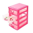 thumbnail image 3 of 4 Drawer Plastic Storage, Clear Plastic Storage Containers, Stackable Plastic Storage Bins, Pink Frame, Pull Out Compartment, Desktop Access, 12X6 In, Pink, 1 Pc, 3 of 8