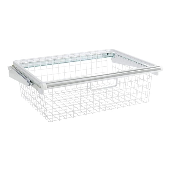 Configurations Sliding Basket for Closet Drawer Organization, White, Sturdy Slide Out Basket for Home/Laundry/Bathroom/Mudroom/Pantry/Linen Closet