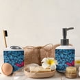 thumbnail image 5 of Ambesonne Tropical Soap Dispenser & Toothbrush Holder Set, Large Bugs Lepidoptera, 2 Pcs, Pink Blue Brown, 5 of 5