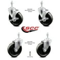 thumbnail image 2 of 5 Inch Phenolic Wheel Swivel 3/8 Inch Threaded Stem Caster Set 2 Brakes SCC, 2 of 2