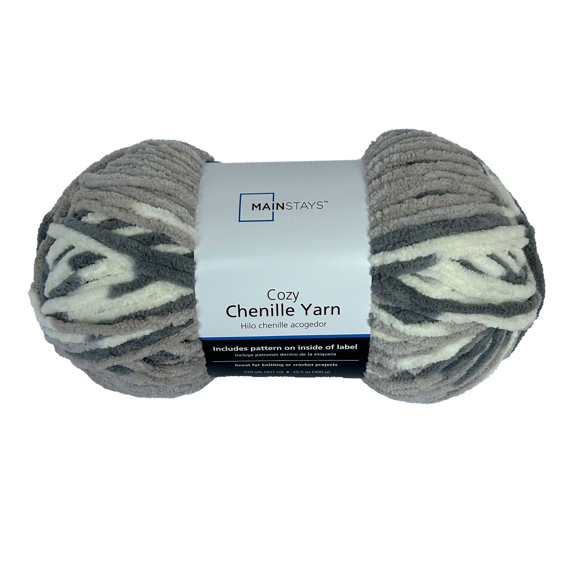 Mainstays Cozy Chenille, Bulky, 100% Polyester, Yarn, Multi-Neutral, 220 yd, Pack of 4