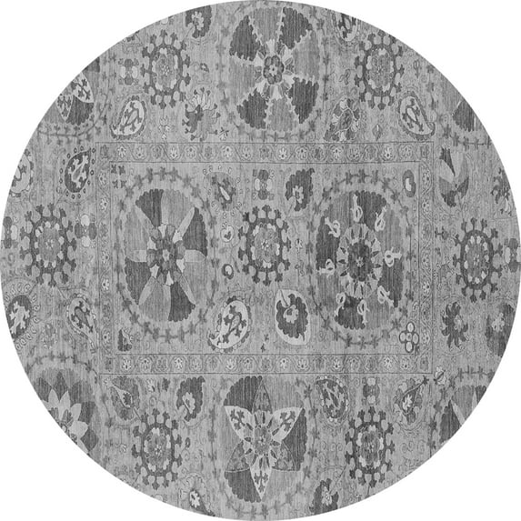 Ahgly Company Indoor Round Abstract Gray Modern Area Rugs, 7' Round