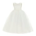thumbnail image 2 of Ekidsbridal Girl Pageant Flower Girl Dress - V-Back Satin Tulle with Bow Sash 219T-A (Size: M-14), 2 of 3
