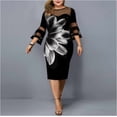 thumbnail image 3 of Digital floral mesh stitching plus size women's dressWhite Size XXL, 3 of 4