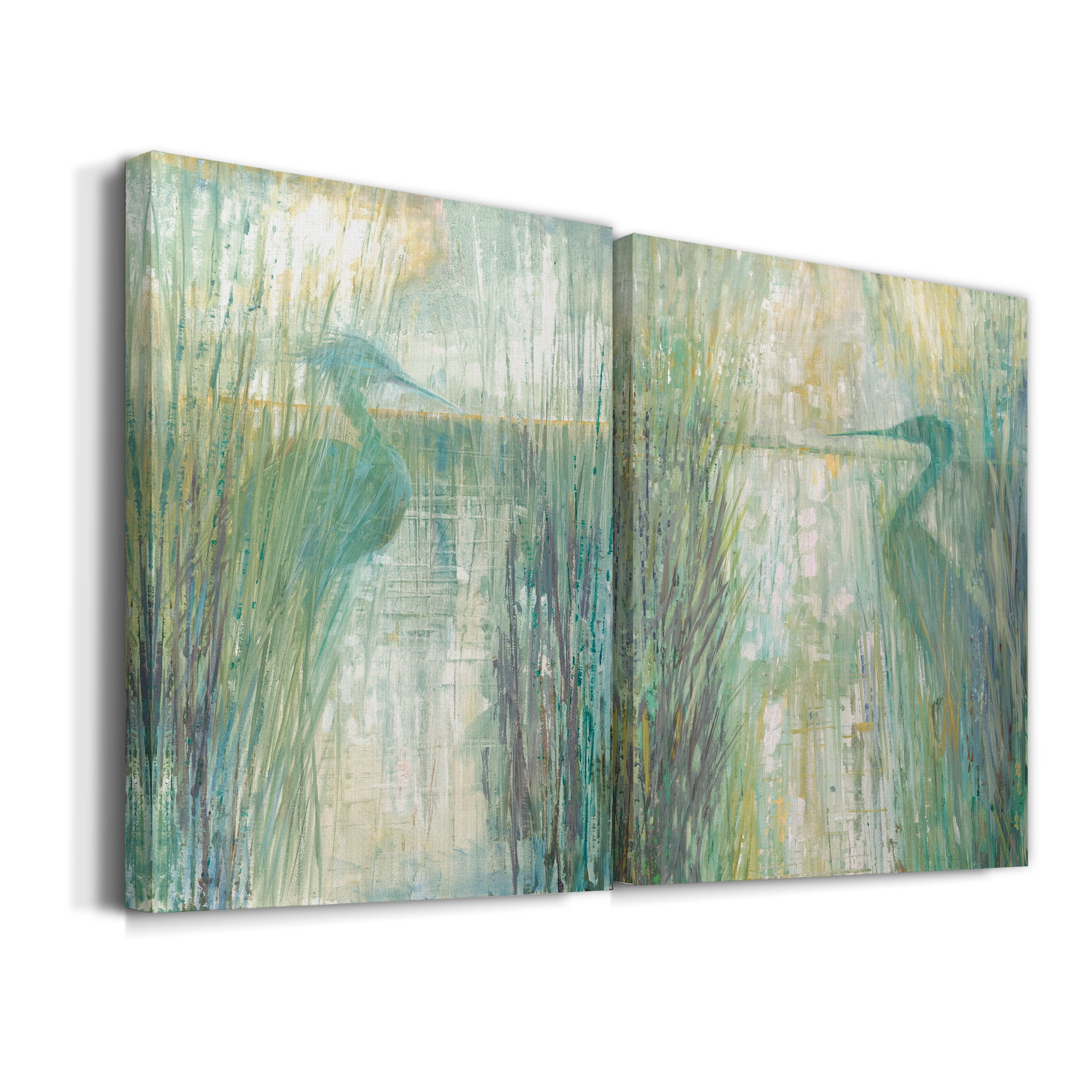 Morning Egret I Premium Gallery Wrapped Canvas - Ready to Hang - Set of 2 - 8 x 12 Each