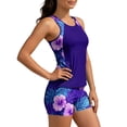 thumbnail image 5 of Xdegoge Swimsuits for Women High Neck Mid Rise Boyshorts Tankini Sets Two Piece Bathing Suits Smooth Floral Print Color Block Slimming Modest SPA, 5 of 9