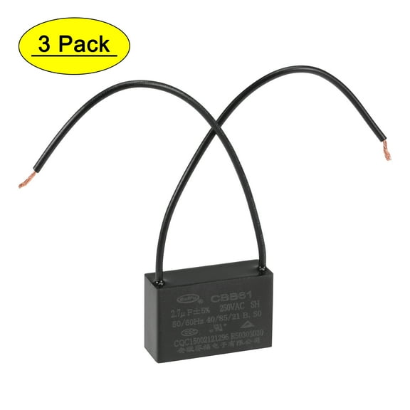 Uxcell 2.7uF 250V AC 2 Wires CBB61 Ceiling Fan Capacitors 3 Pack