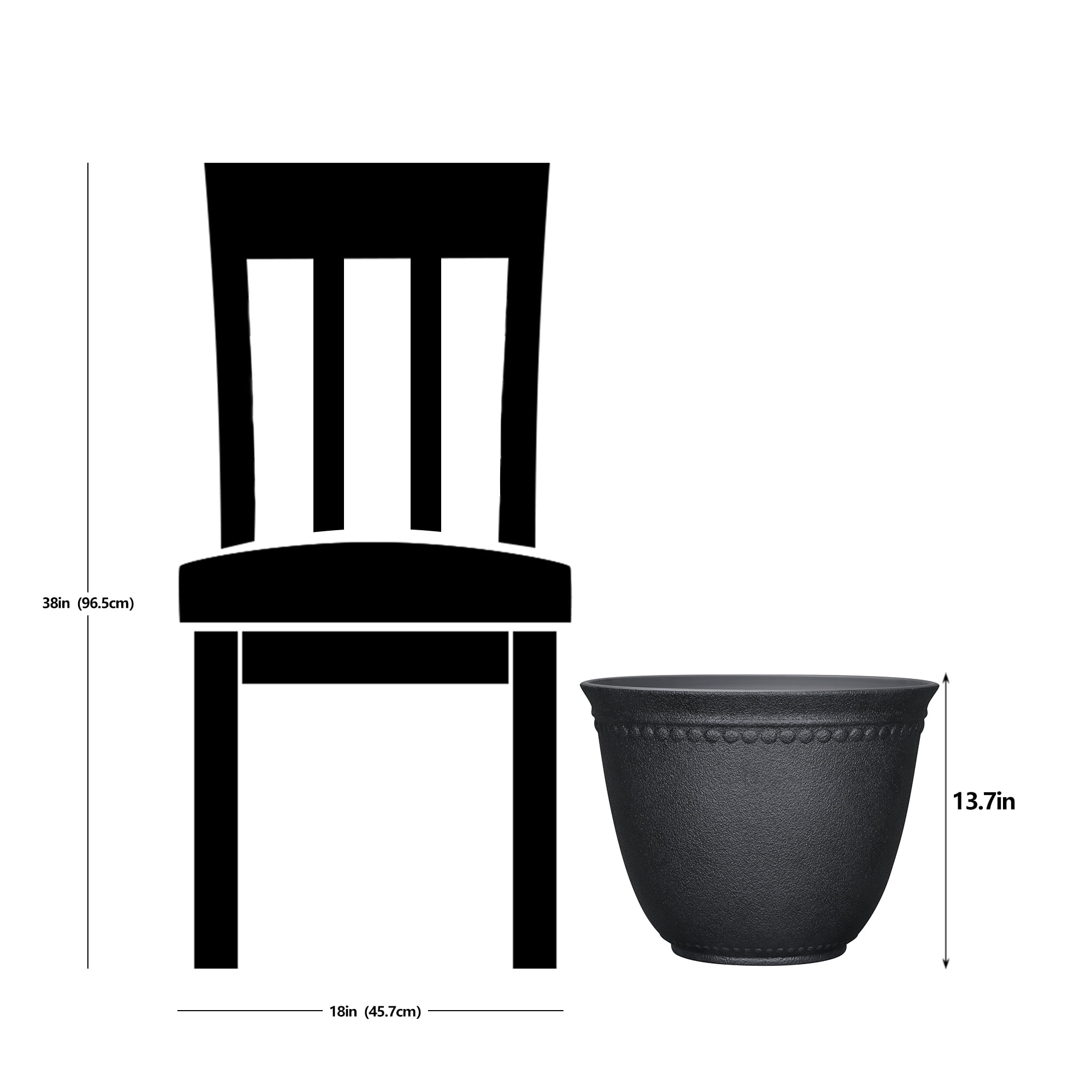 My Texas House 18-Inch Black Asti Recycled Resin Planter