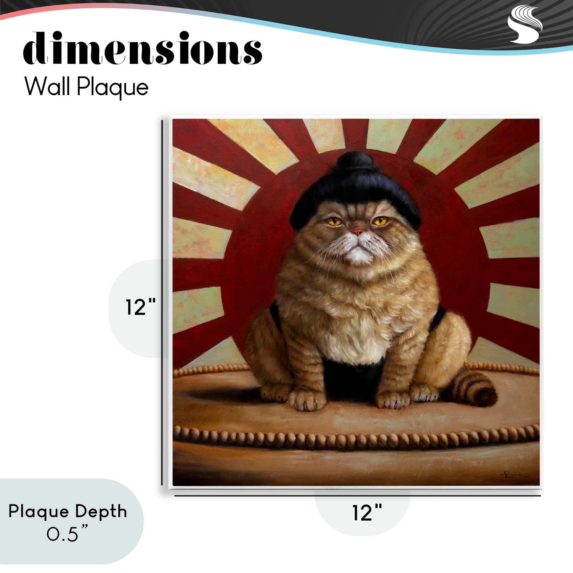 Stupell Industries Sumo Cat with Sun Rays Wall Plaque Art, design by Lucia Heffernan