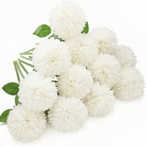 12pcs Artificial Chrysanthemum Ball Flowers Silk Hydrangea Bridal Wedding Bouquet for Home Garden Party Office Coffee House Decoration (Cream White)
