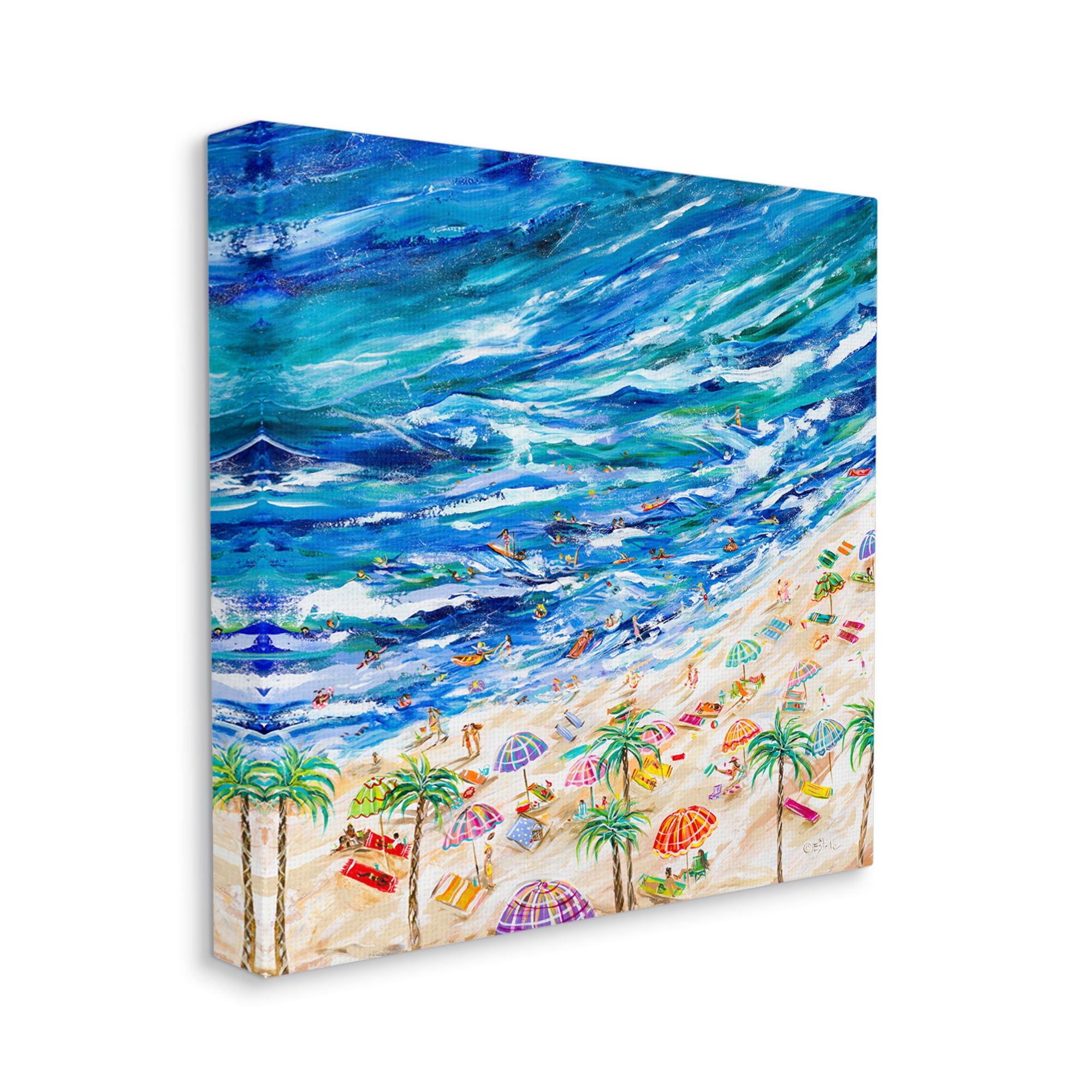 Stupell Industries Summer Beach Painting Abstract Painting Gallery Wrapped Canvas Art Print Wall Art, 24 x 24