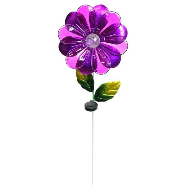 Benzara BM148504 Solar Purple Flower Garden Stake