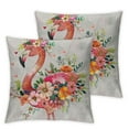 thumbnail image 2 of Nawypu Tropical Flamingo Throw Pillow Cover with Flowers Summer Decorative Pillowcase for Sofa Couch Porch 2 Pcs, 2 of 6